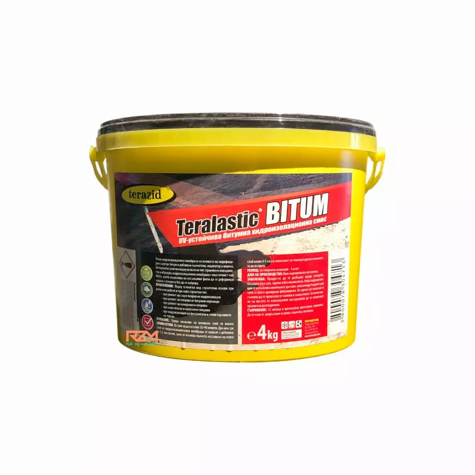 01040020-01040011.jpg UV-устойчива битумна хидроизолационна смес Teralastic Bitum - 4 / 20 кг - Изображение 1