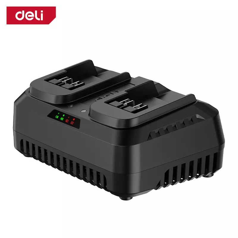 de-cd20d4.jpg Двойно Зарядно устройство Deli за Li-Ion батерии - Изображение 1