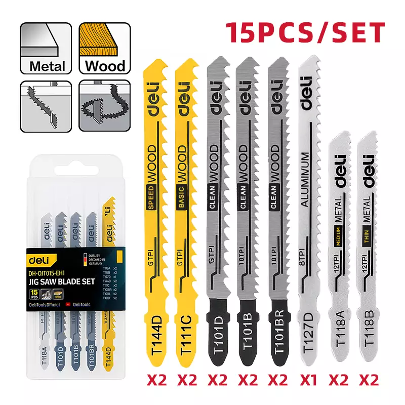 К-т ножчета за прободен трион (зеге) DH-QJT015-EH1 (15 части) | Консумативи за рязане и шлайфане