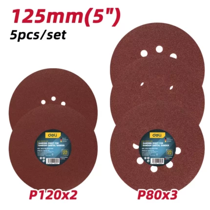 К-т шкурки за ексцентършлайф DH-YSZ125-ED1 (5 части, ø125 мм) | Ъглошлайфи и шлайф машини