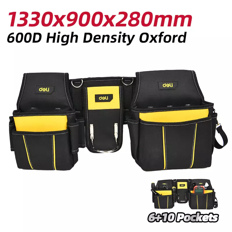 Текстилен кобур за инструменти и винтоверт Deli Tools DLP10 | Професионални маси и Системи за съхранение и Транспорт